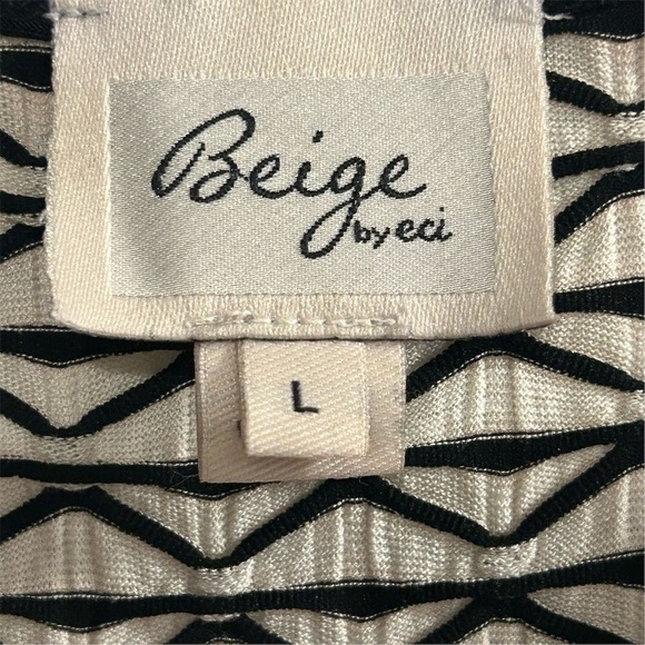 Beige by eci Women's L Black Geometric Sheath Midi Dress 3/4 Sleeve - Picture 7 of 13